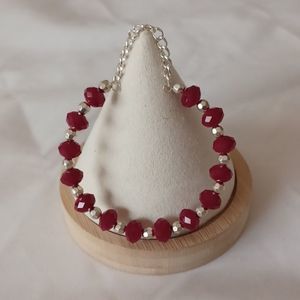 NWOT bracelet red and silver beads